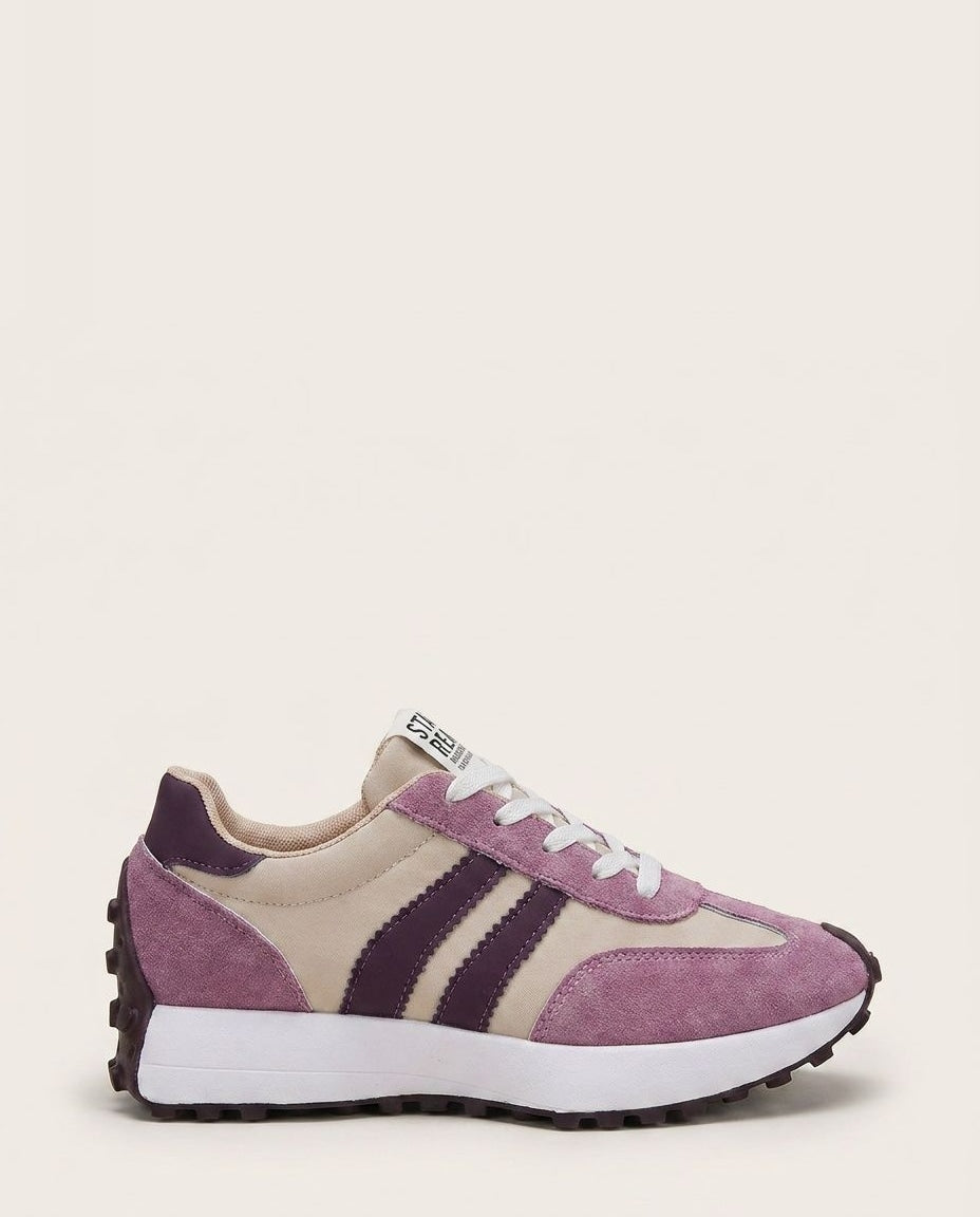 Low-Top Lace-Up Contrast Stripe Trainers