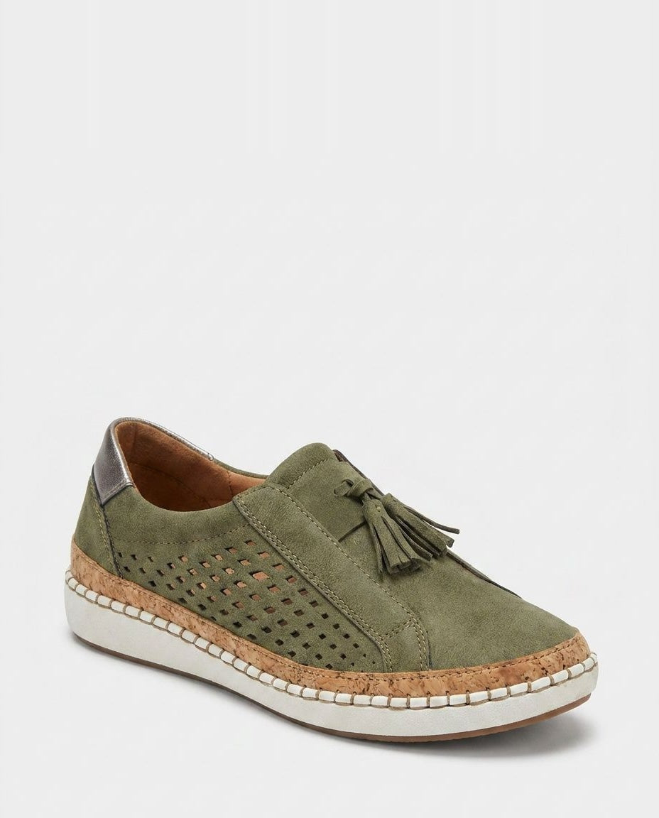 Perforated Tassel Slip-On Trainers