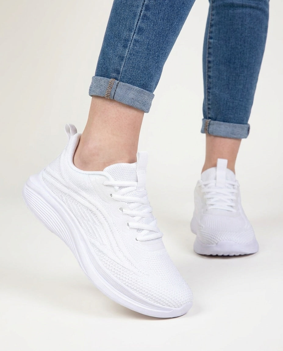 Chunky Wave-Sole Low-Top Lace-Up Trainers