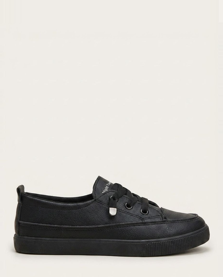 Ridged-Sole Low-Top Lace-Up Trainers