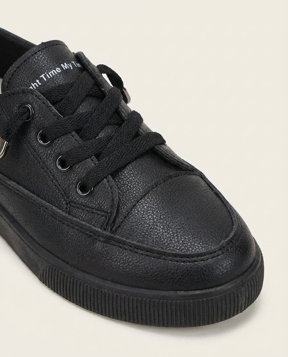 Ridged-Sole Low-Top Lace-Up Trainers