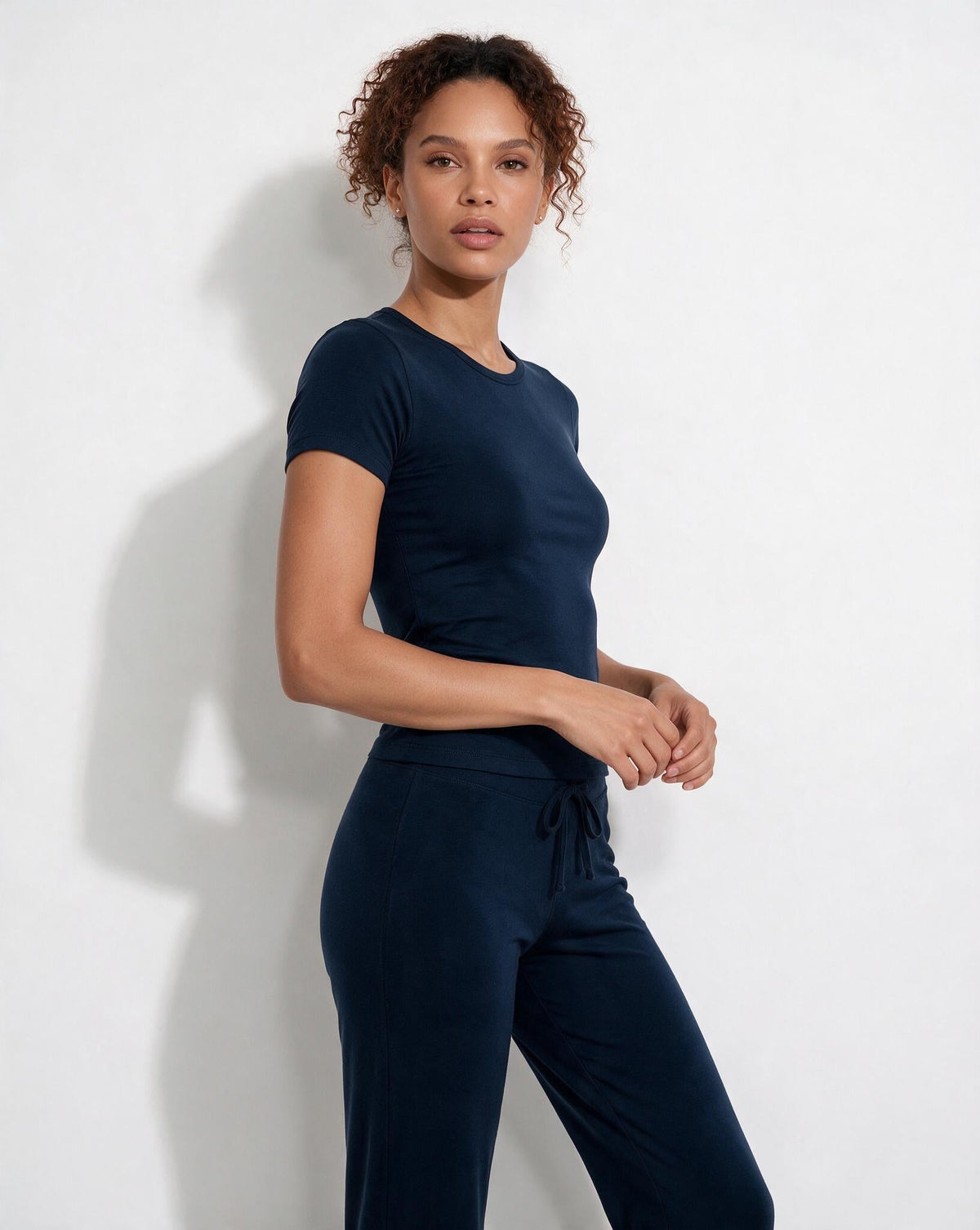 Cropped Drawstring Crew Neck Loungewear