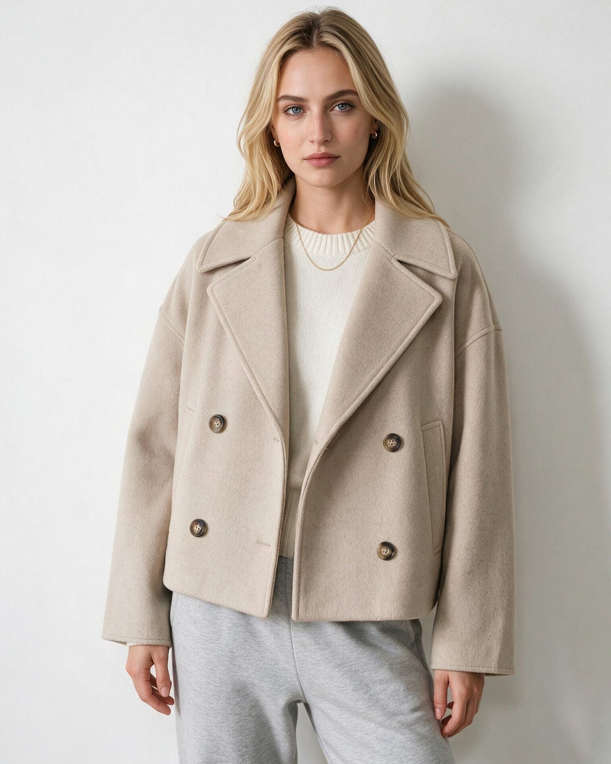 Cropped Oversized Double-Breasted Jacket