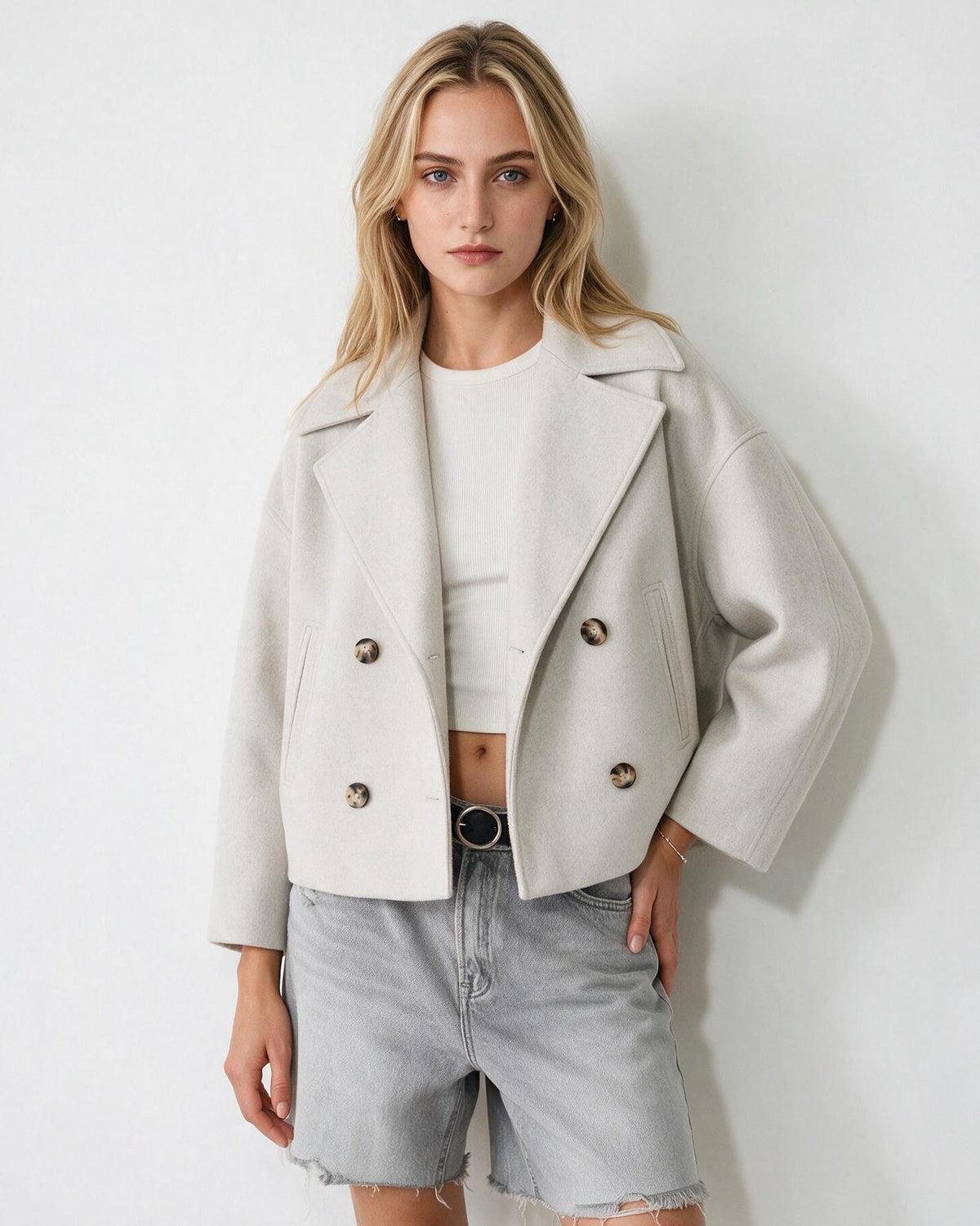 Cropped Oversized Double-Breasted Jacket