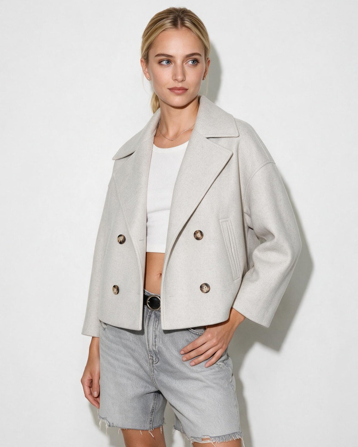 Cropped Oversized Double-Breasted Jacket