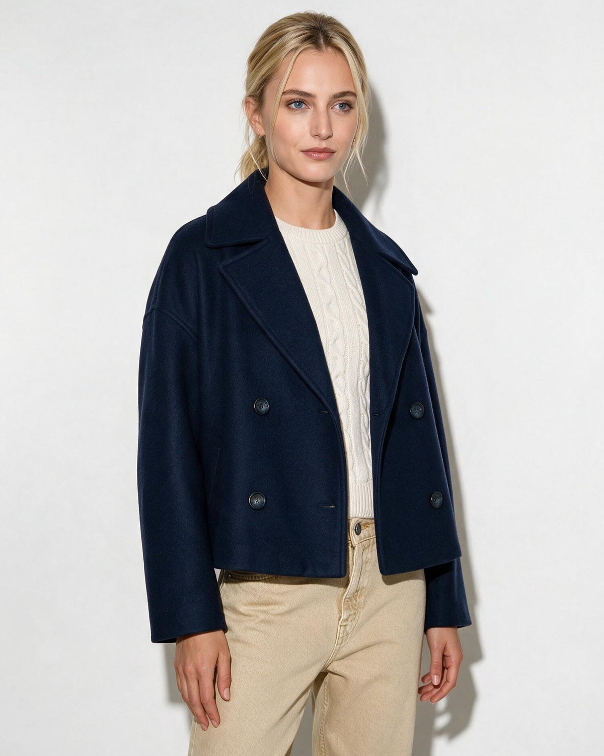Cropped Oversized Double-Breasted Jacket