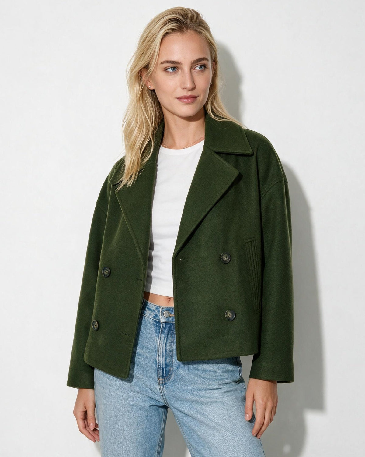 Cropped Oversized Double-Breasted Jacket