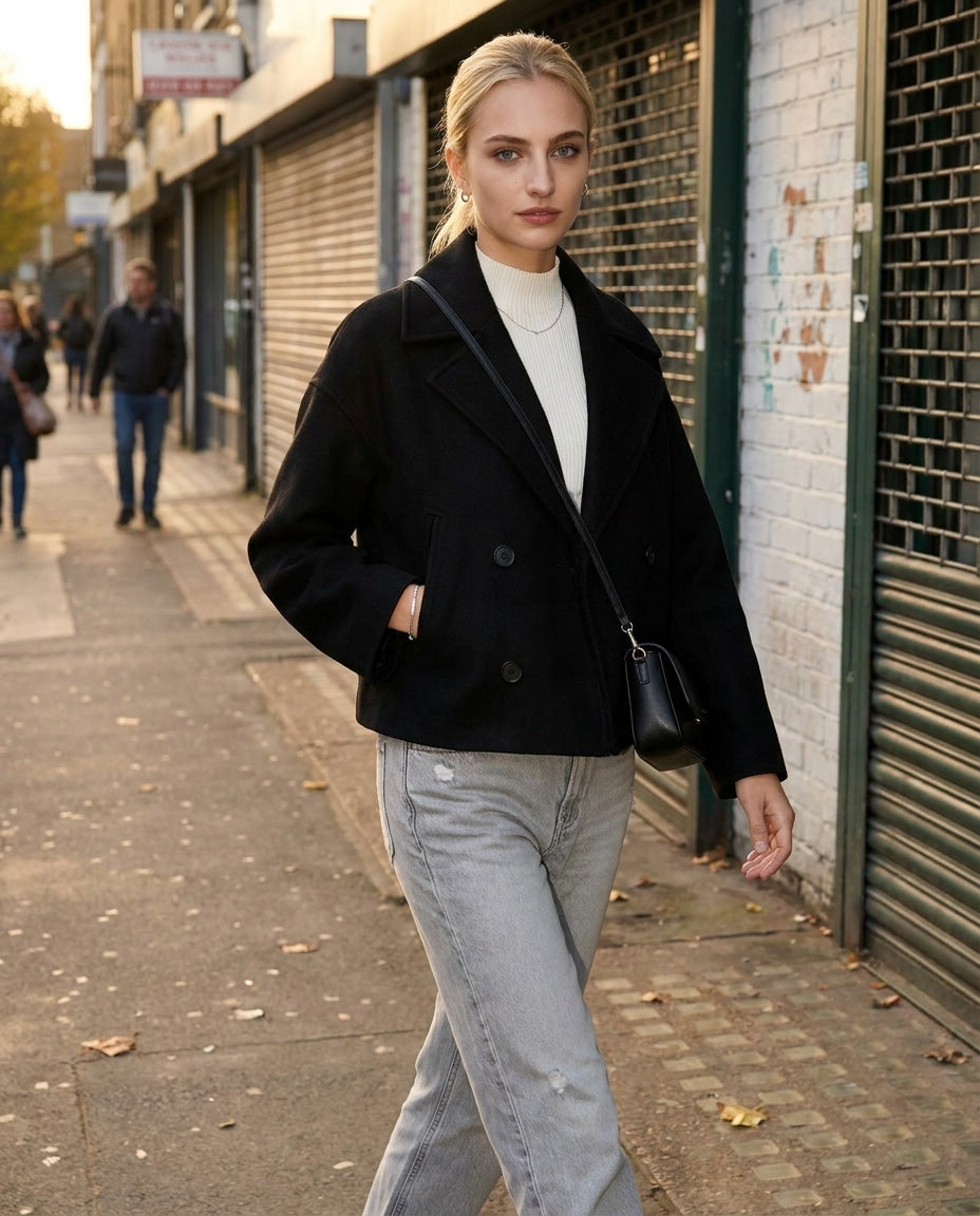 Cropped Oversized Double-Breasted Jacket