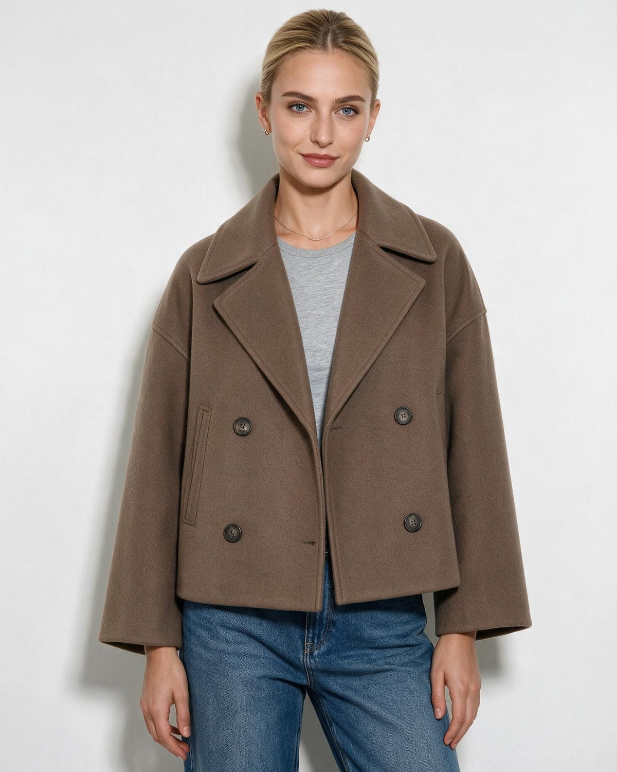 Cropped Oversized Double-Breasted Jacket