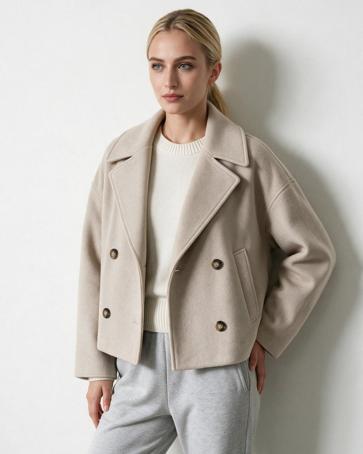 Cropped Oversized Double-Breasted Jacket