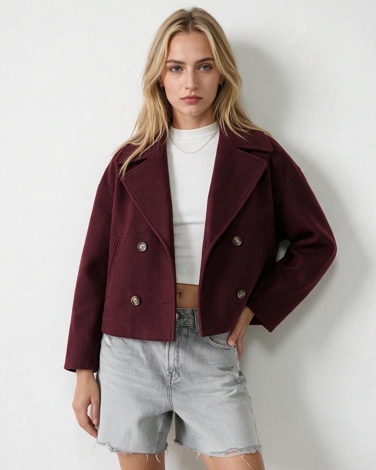 Cropped Oversized Double-Breasted Jacket