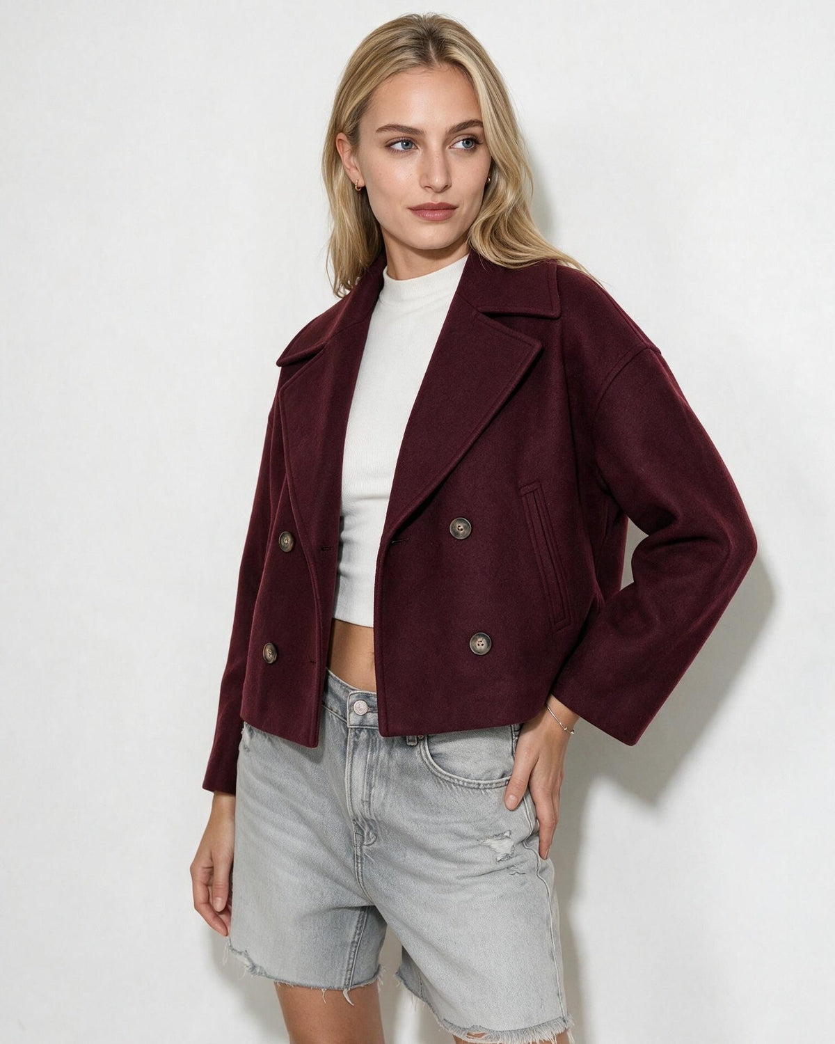 Cropped Oversized Double-Breasted Jacket