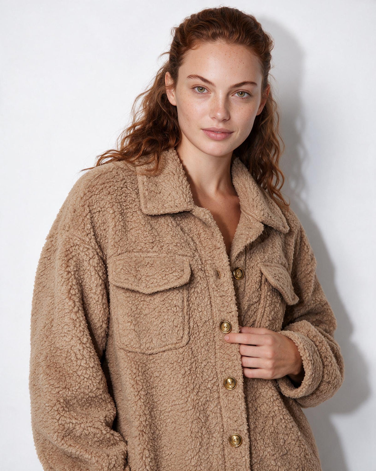 Teddy Longline Button-Front Coat