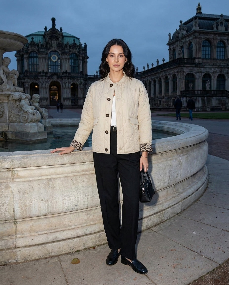 Contrast Leopard Print Cuff Jacket