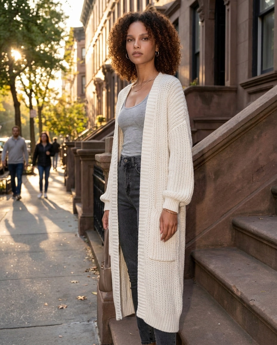 Oversized Open-Front Longline Cardigan