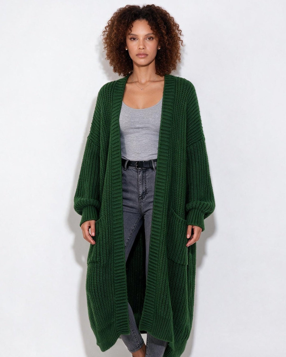Oversized Open-Front Longline Cardigan