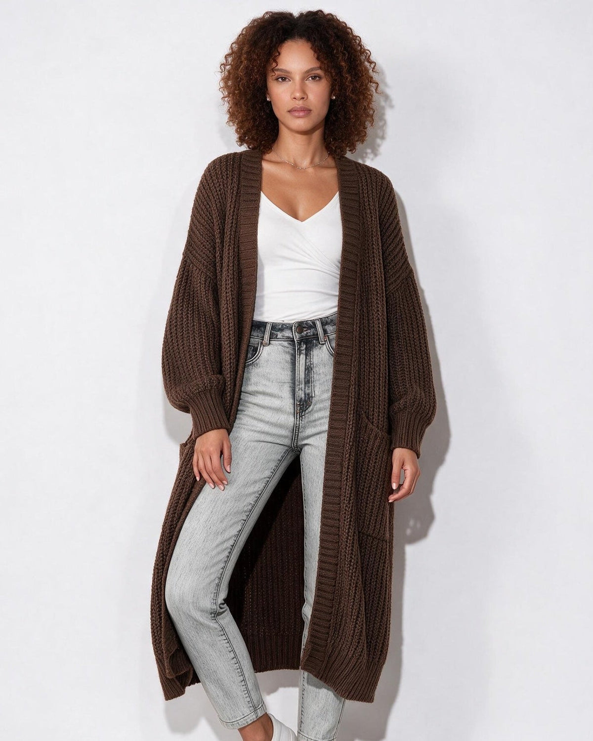 Oversized Open-Front Longline Cardigan