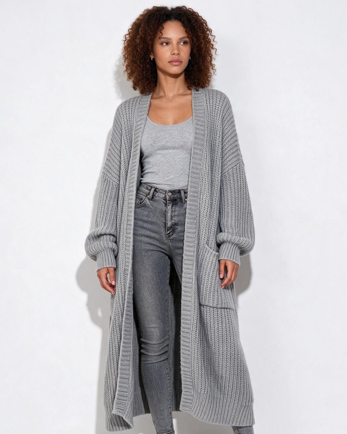 Oversized Open-Front Longline Cardigan