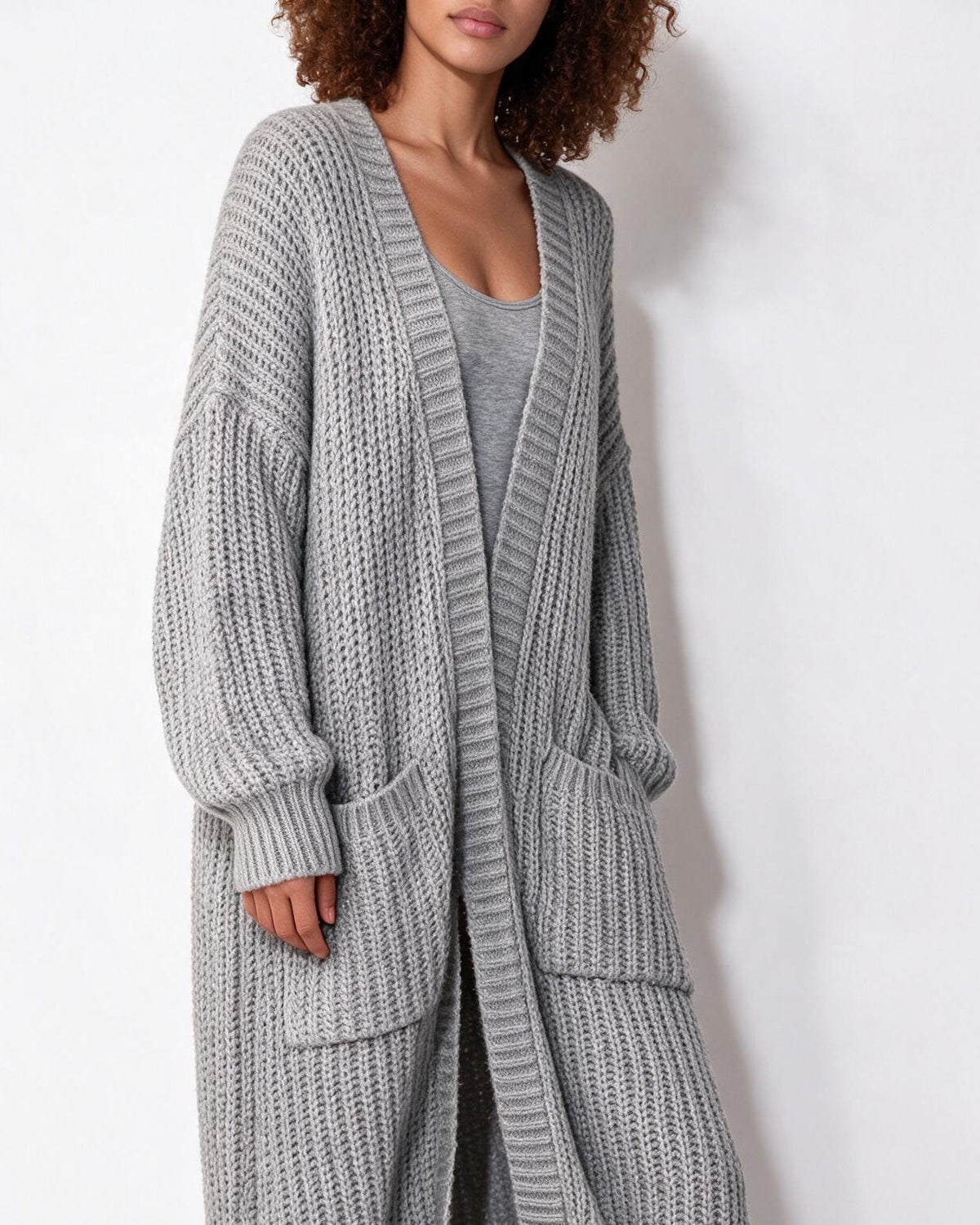Oversized Open-Front Longline Cardigan