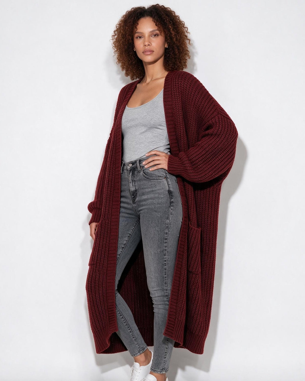 Oversized Open-Front Longline Cardigan