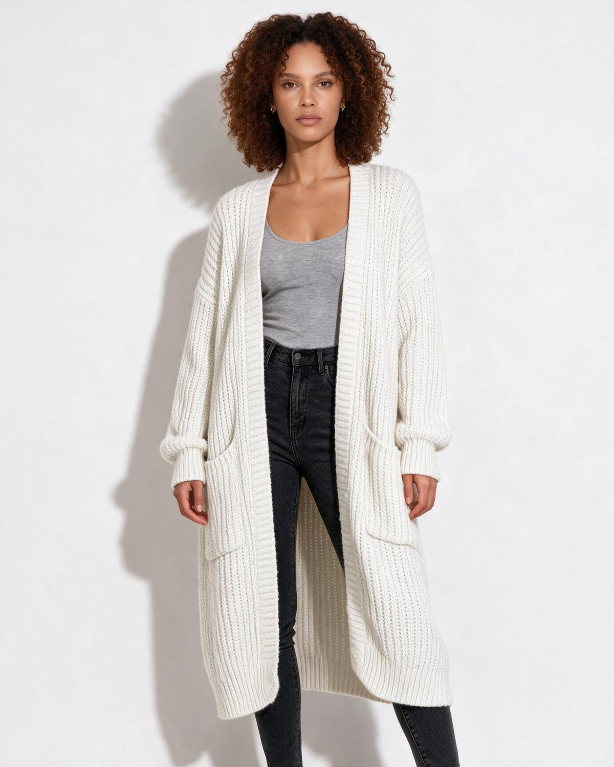 Oversized Open-Front Longline Cardigan