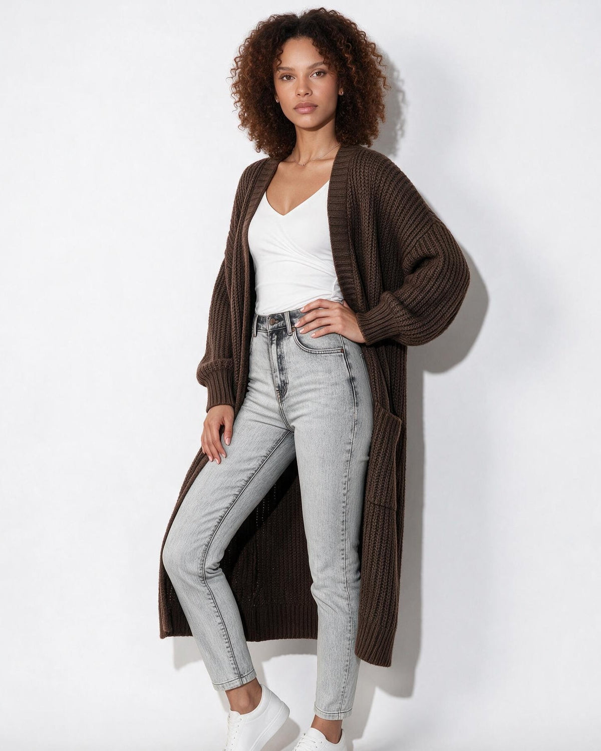 Oversized Open-Front Longline Cardigan