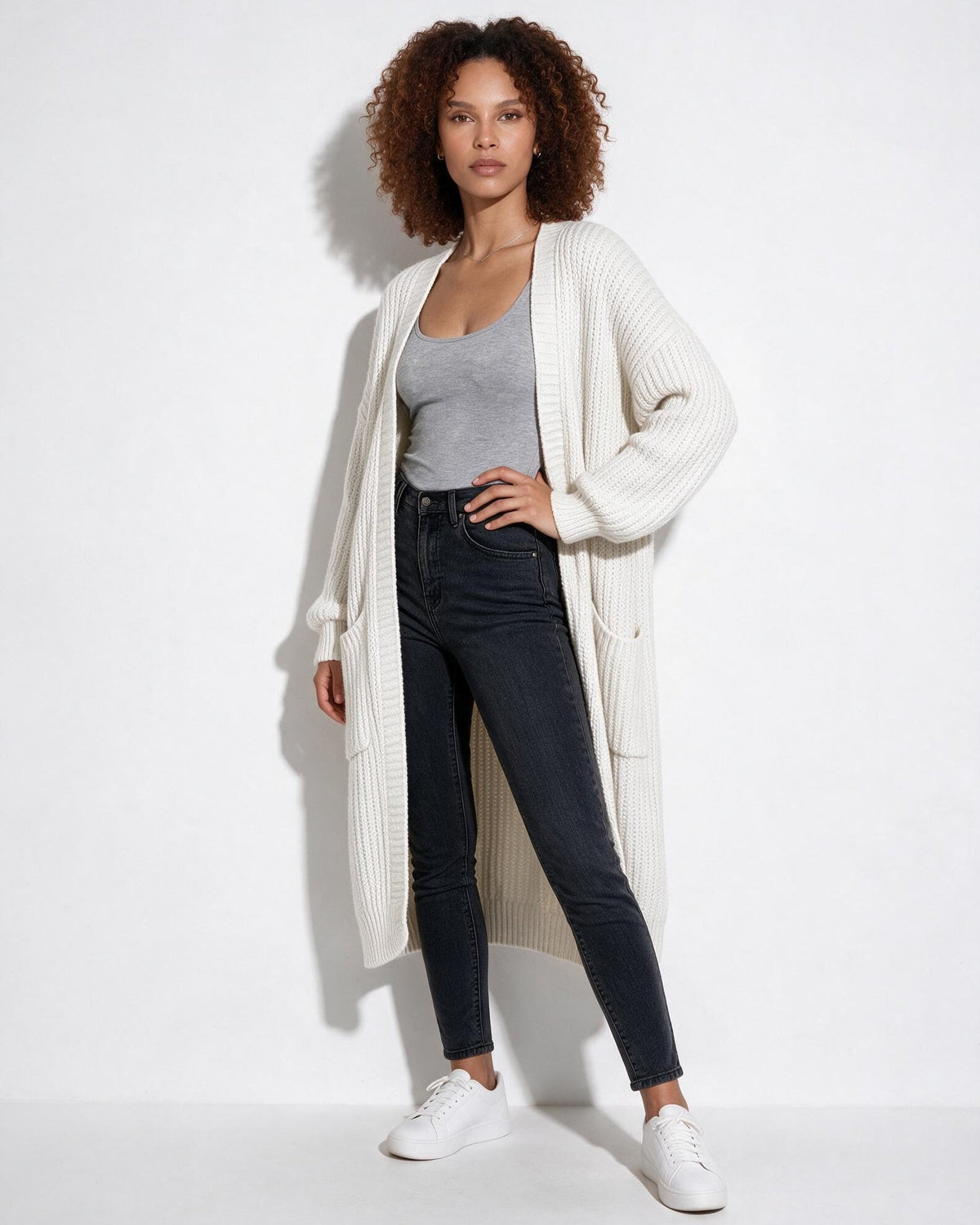 Oversized Open-Front Longline Cardigan