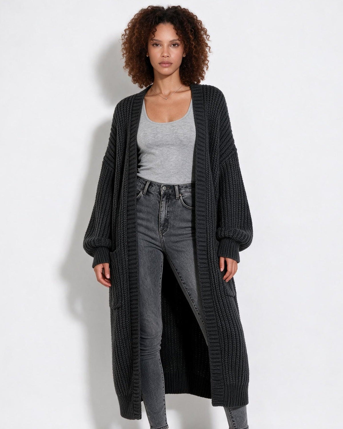Oversized Open-Front Longline Cardigan