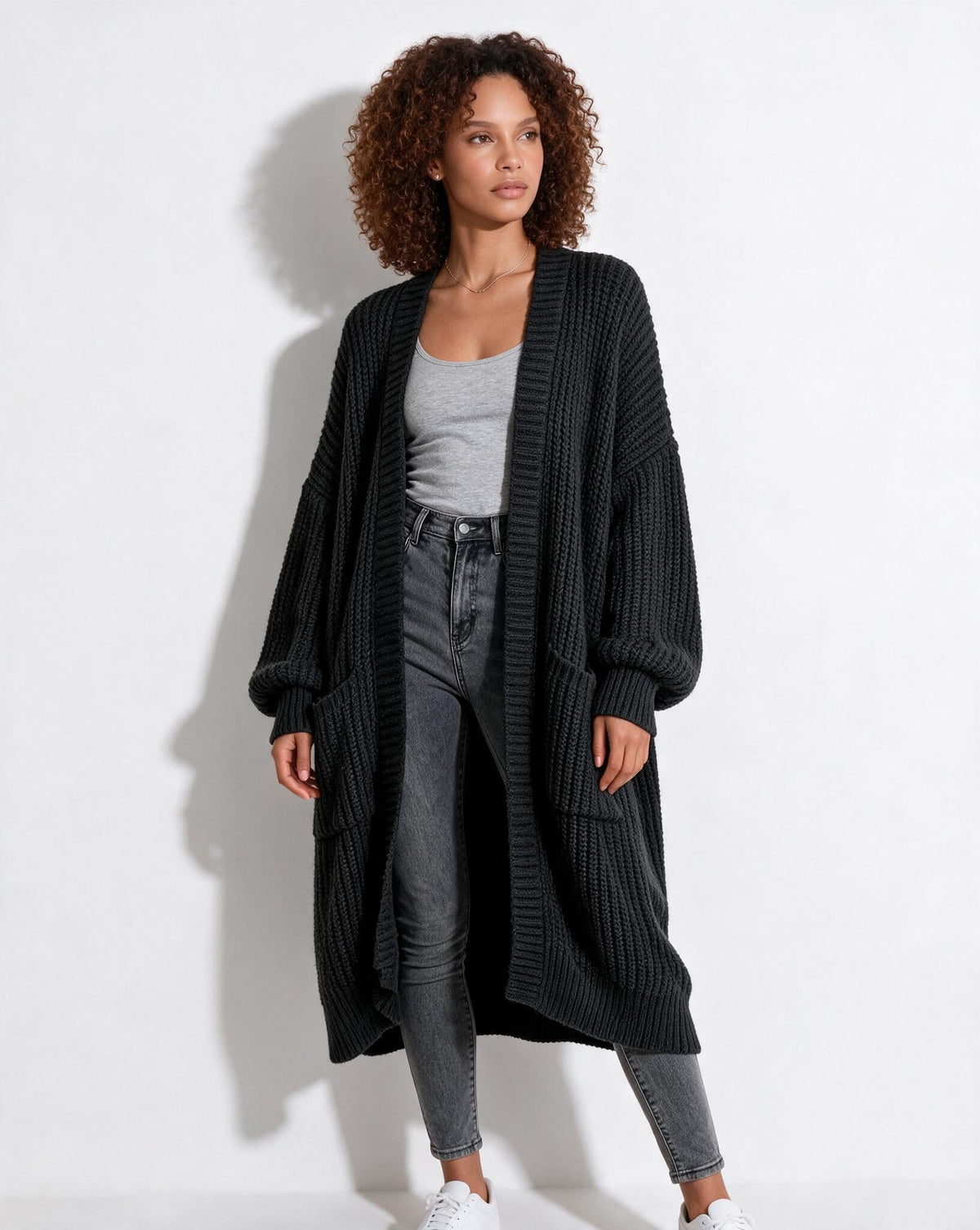 Oversized Open-Front Longline Cardigan