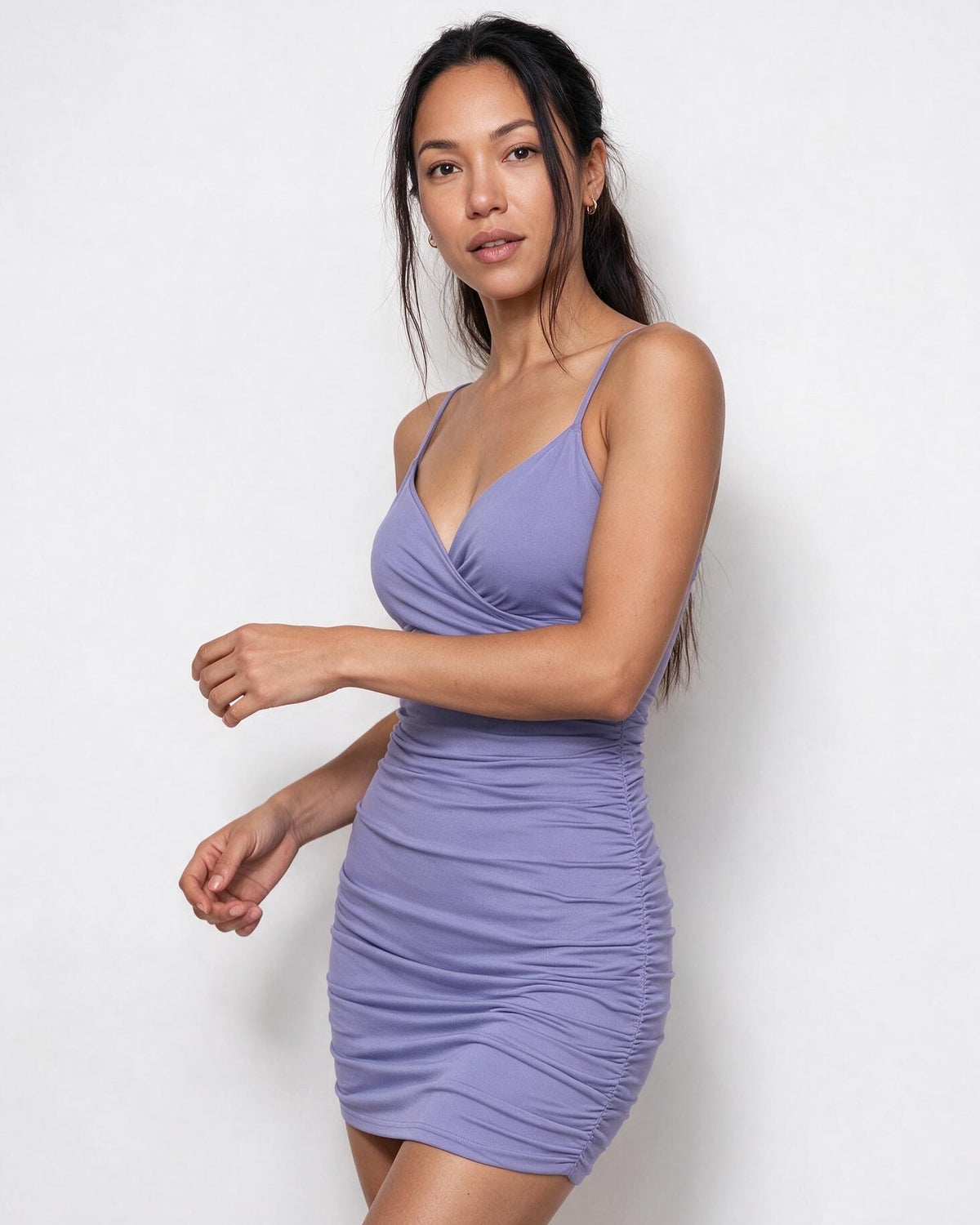 Ruched Wrap Bodycon Mini Dress