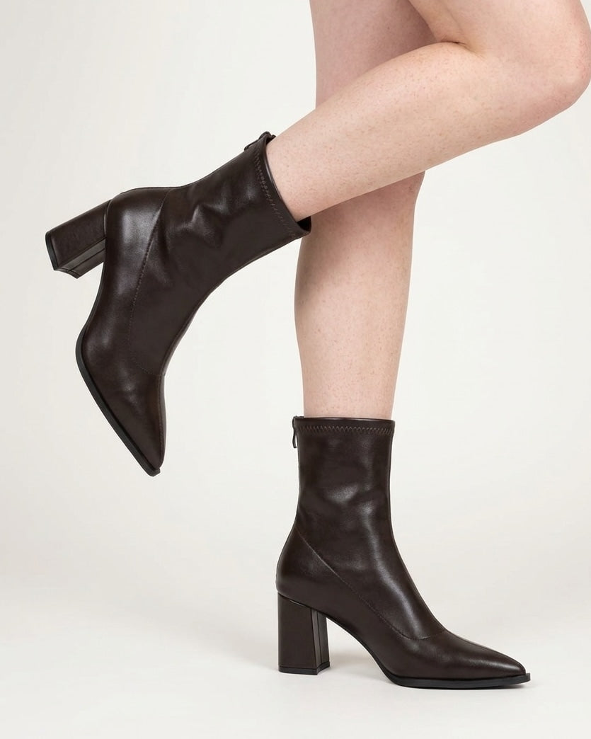 Pointed Toe Block Heel Ankle Boots