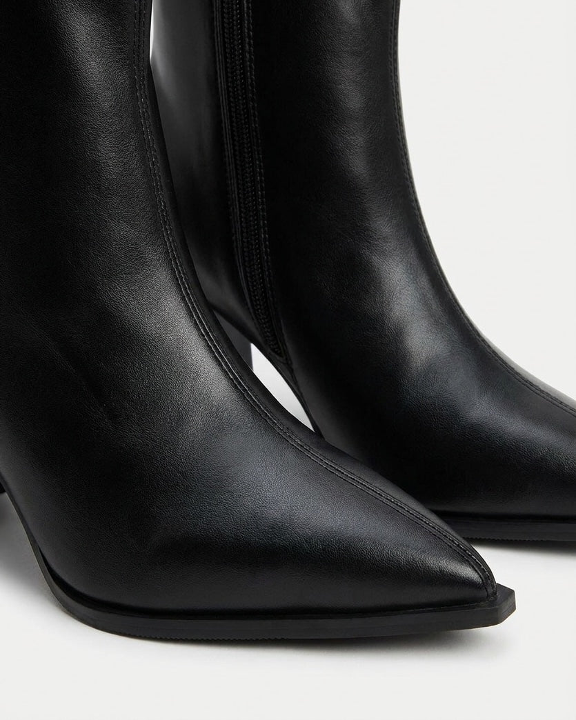 Pointed Toe Block Heel Ankle Boots