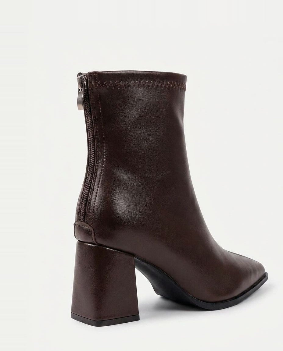 Pointed Toe Block Heel Ankle Boots