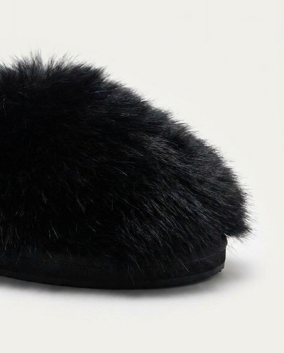 Fluffy Flat Mule Slippers