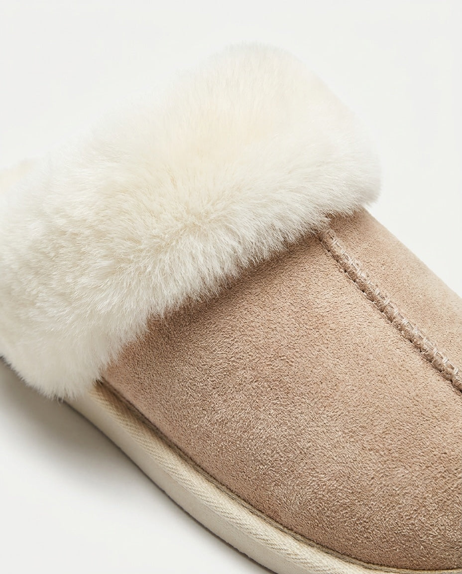 Fluffy Trim Scuff Slippers