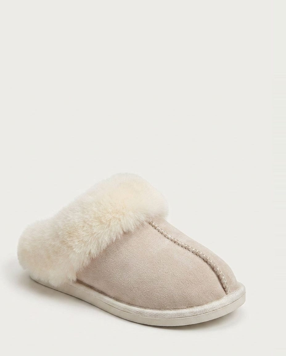 Fluffy Trim Scuff Slippers