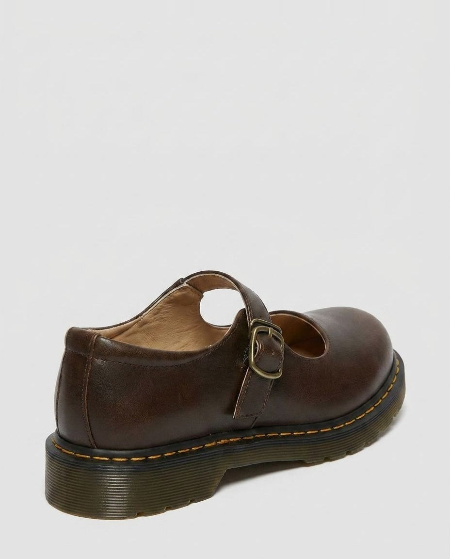 Buckle Strap Leather Mary Jane Flats