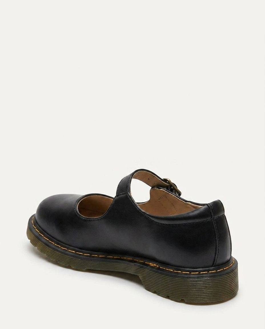 Buckle Strap Leather Mary Jane Flats