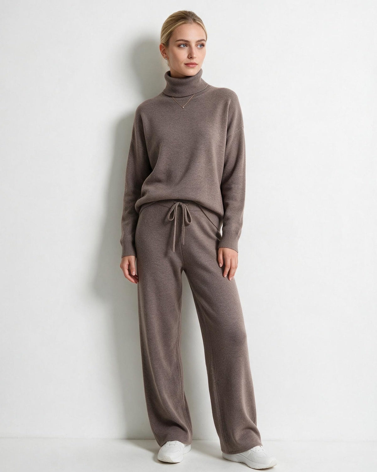 Turtleneck Wide-Leg Knit Loungewear