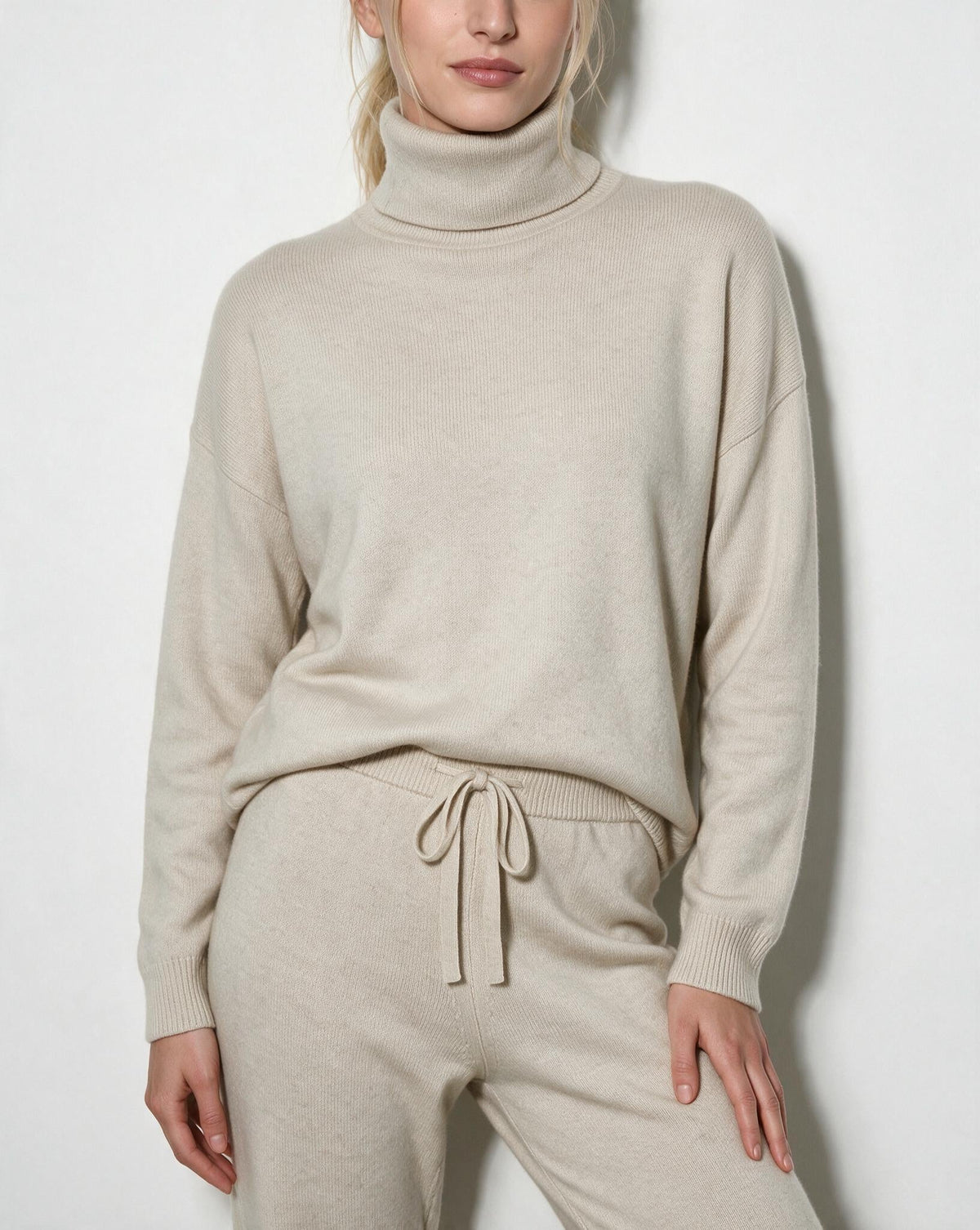 Turtleneck Wide-Leg Knit Loungewear