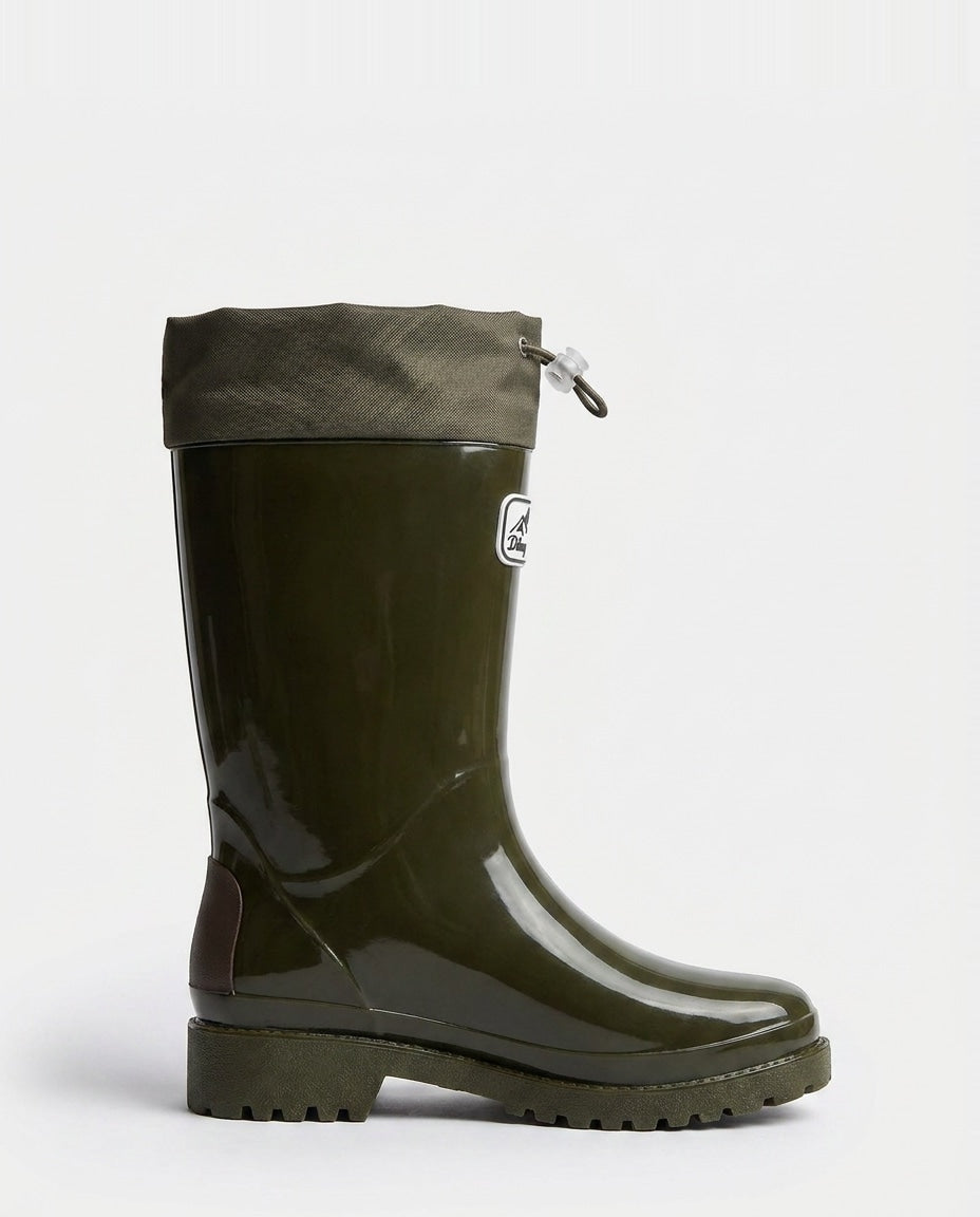 Drawstring Cuff Mid-Calf Rain Boots