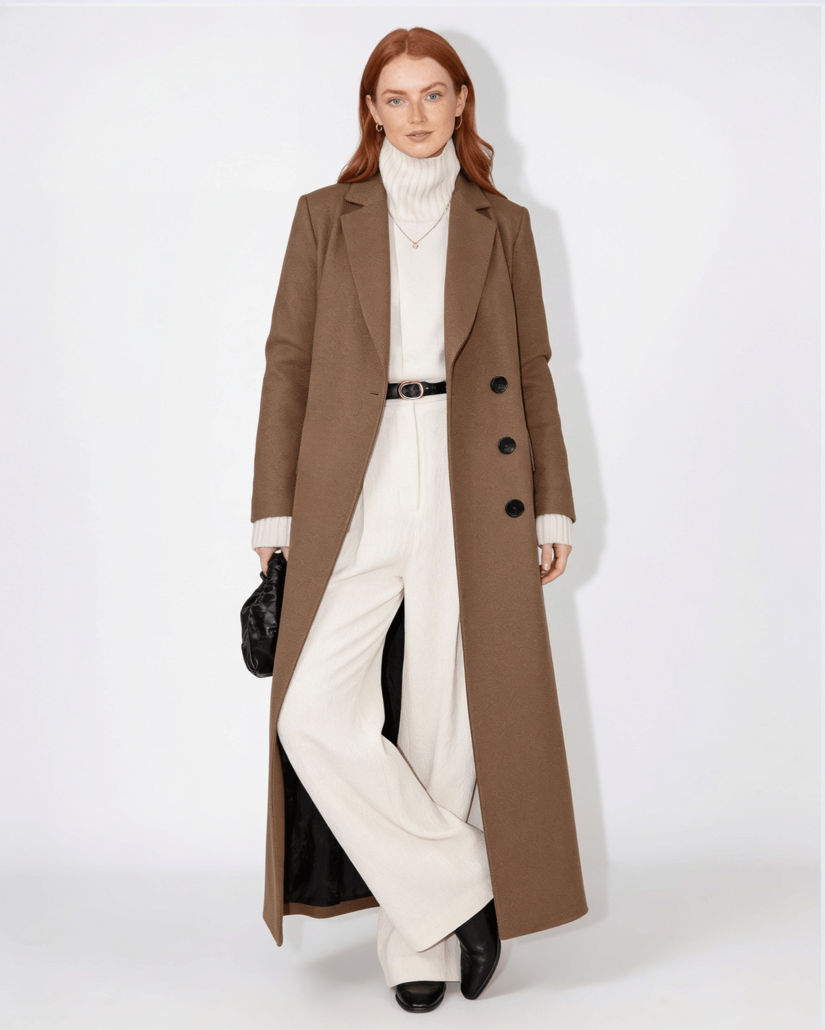 Notch Lapel Single-Breasted Maxi Coat