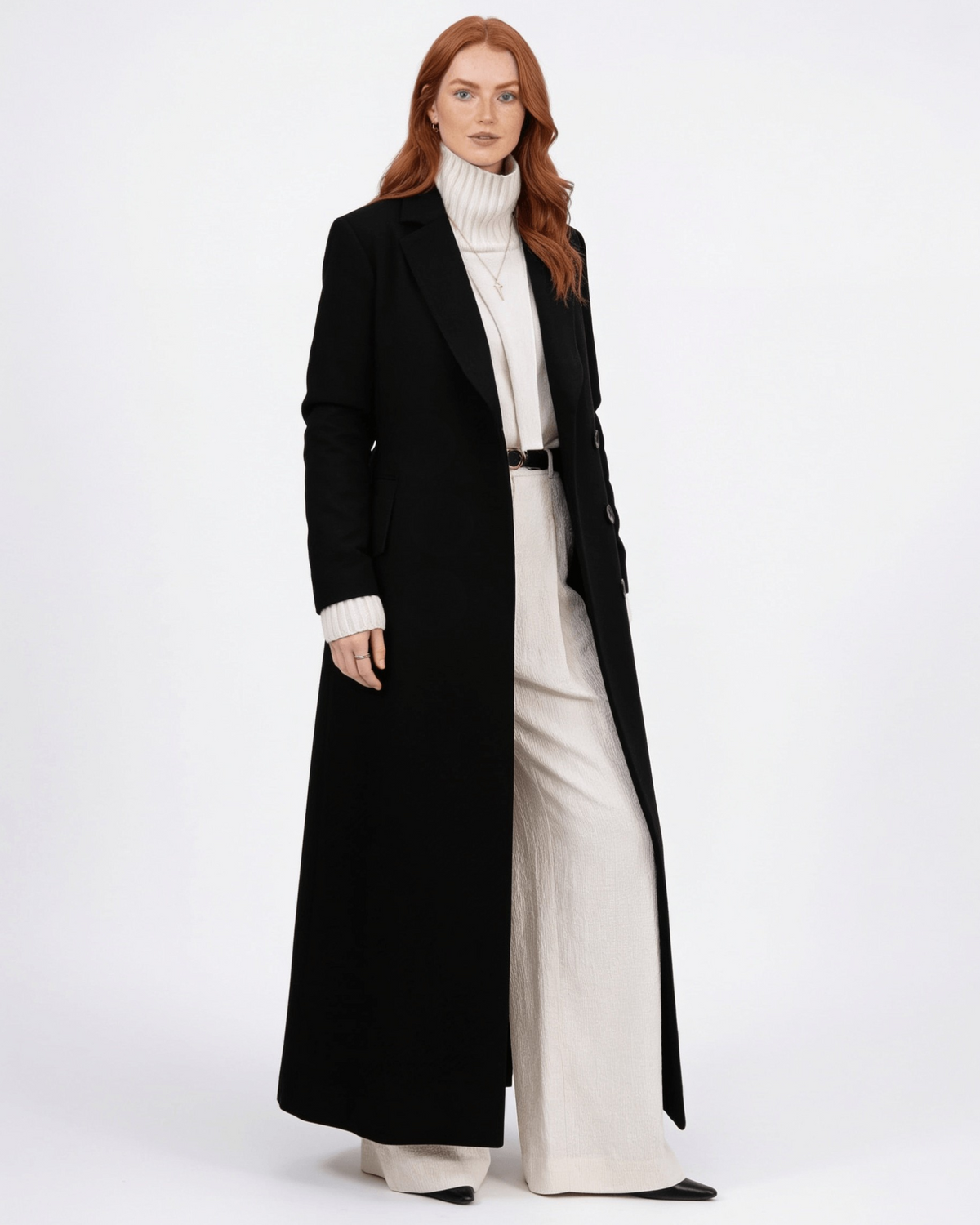 Notch Lapel Single-Breasted Maxi Coat