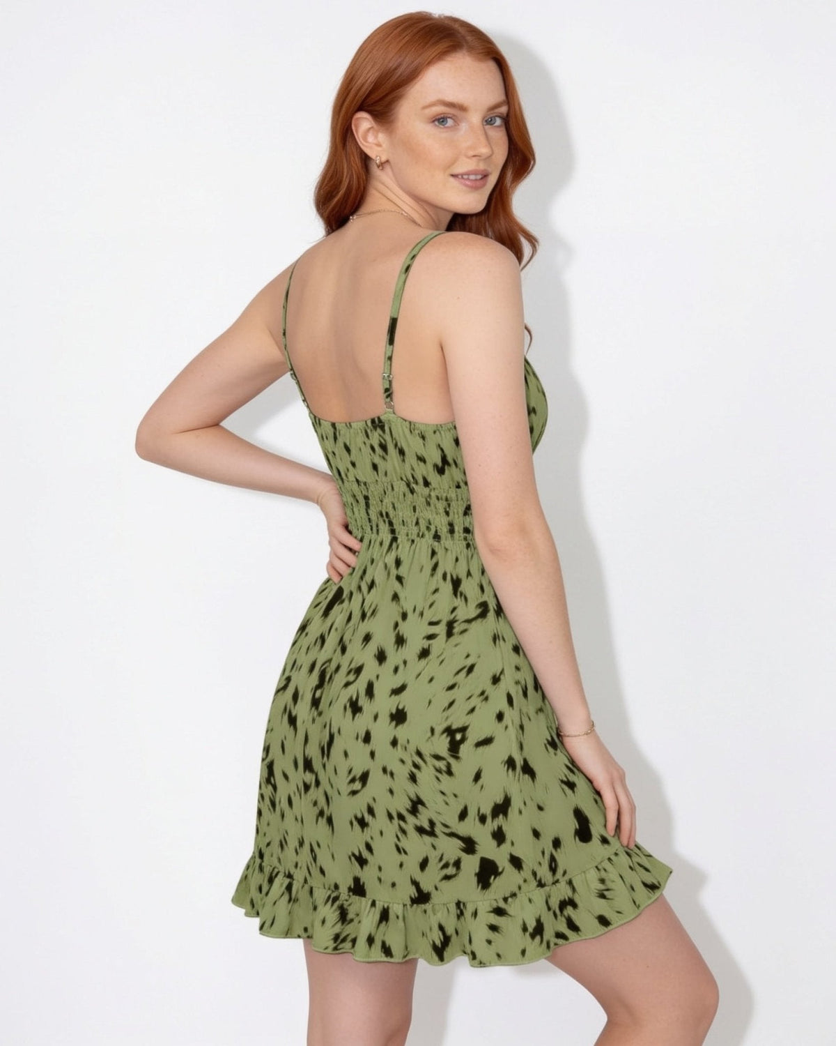 Animal Print Smocked Mini Dress