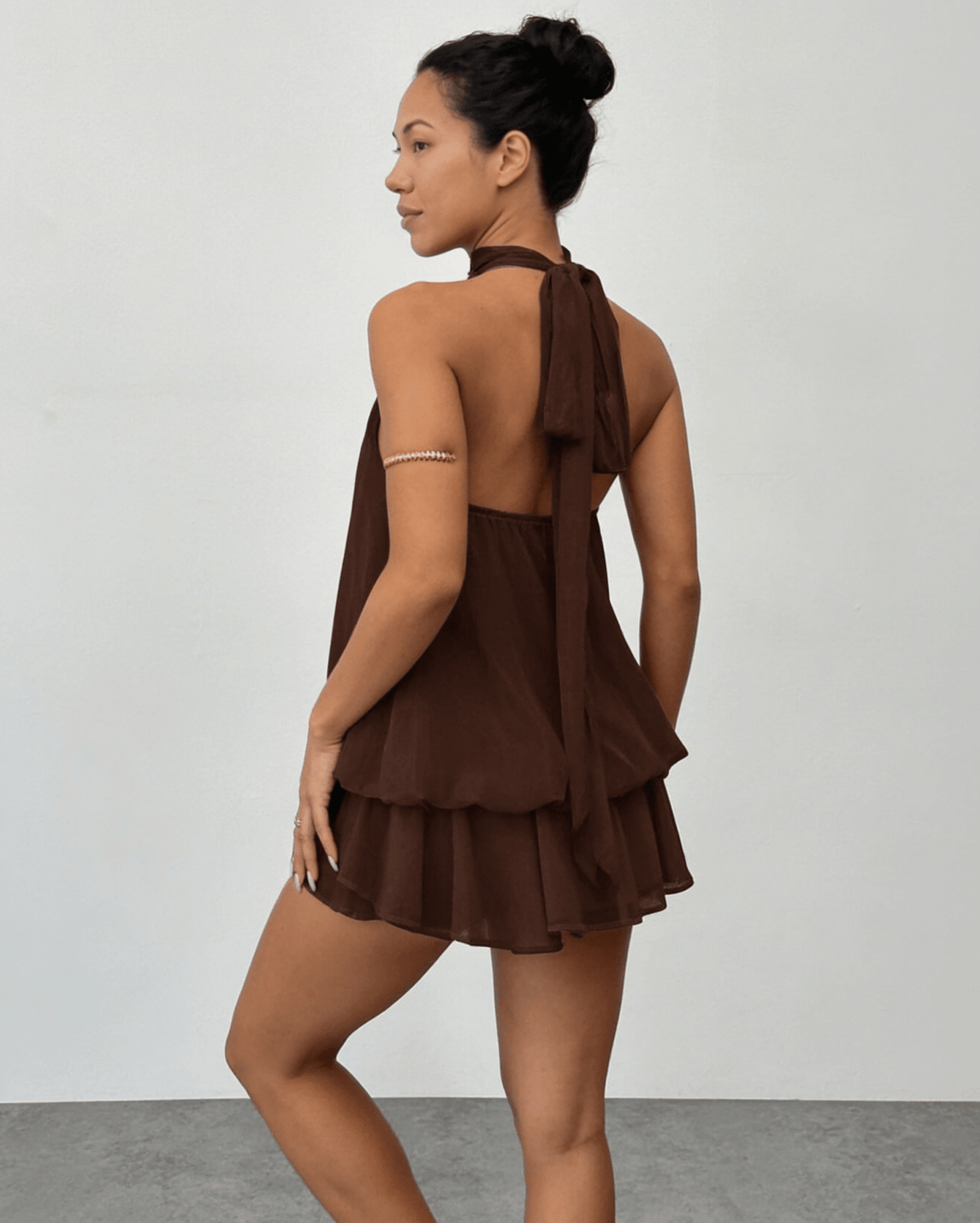 Chiffon Halter Mini Dress