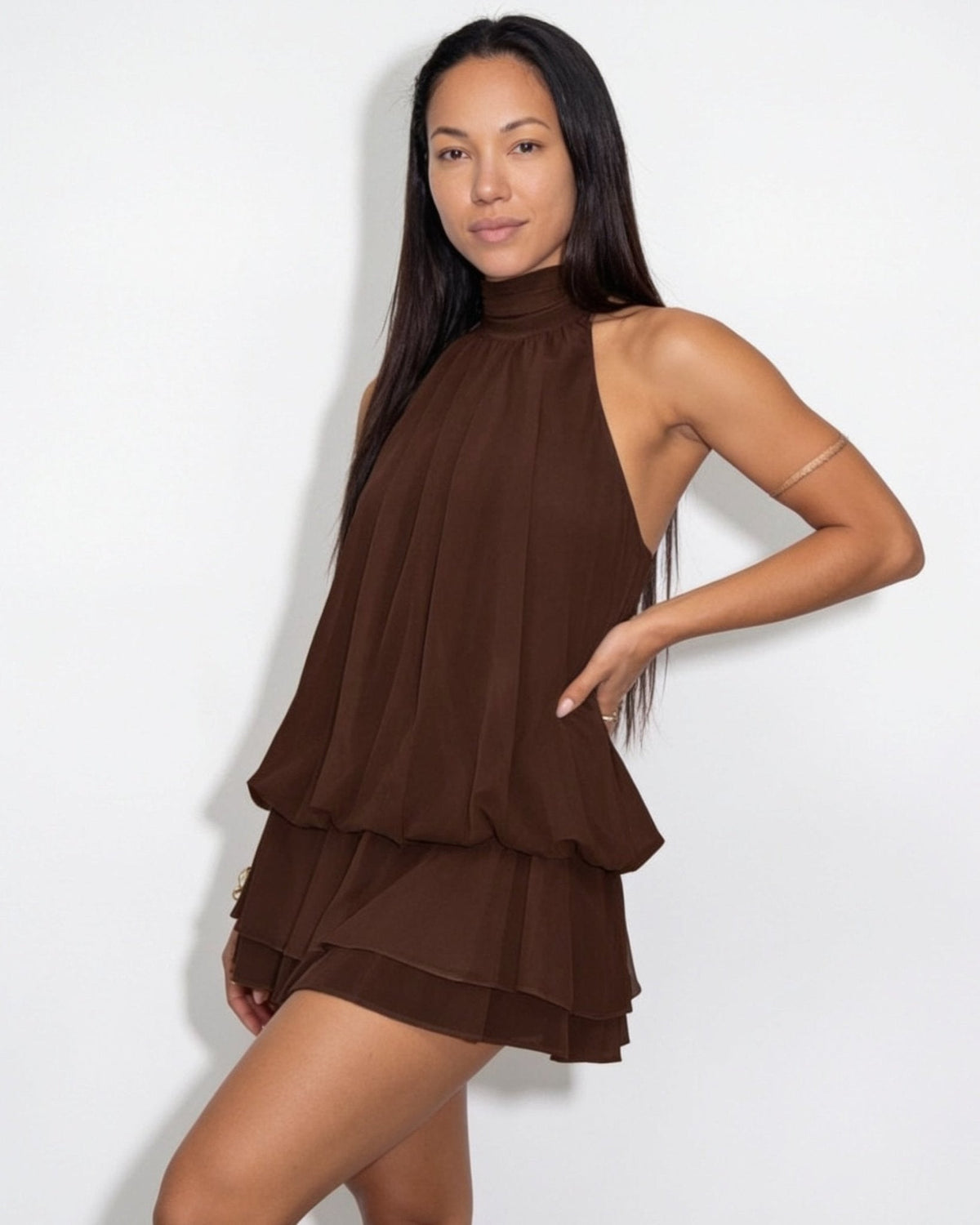 Chiffon Halter Mini Dress