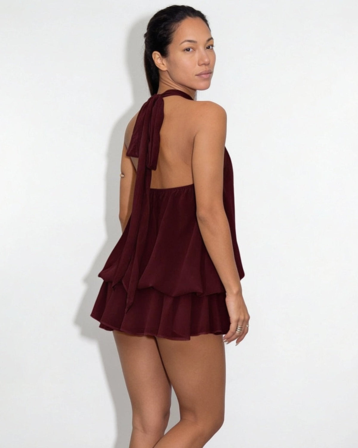 Chiffon Halter Mini Dress