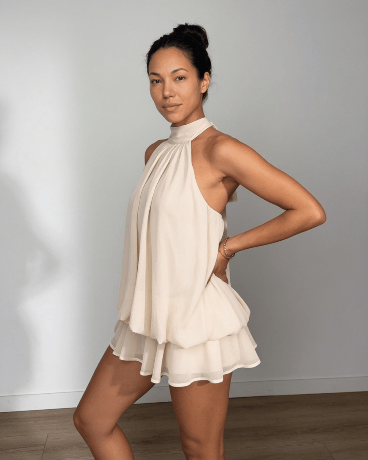 Chiffon Halter Mini Dress