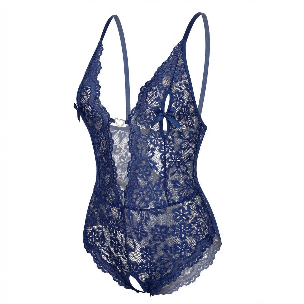 Crotchless Halter Lace Teddy
