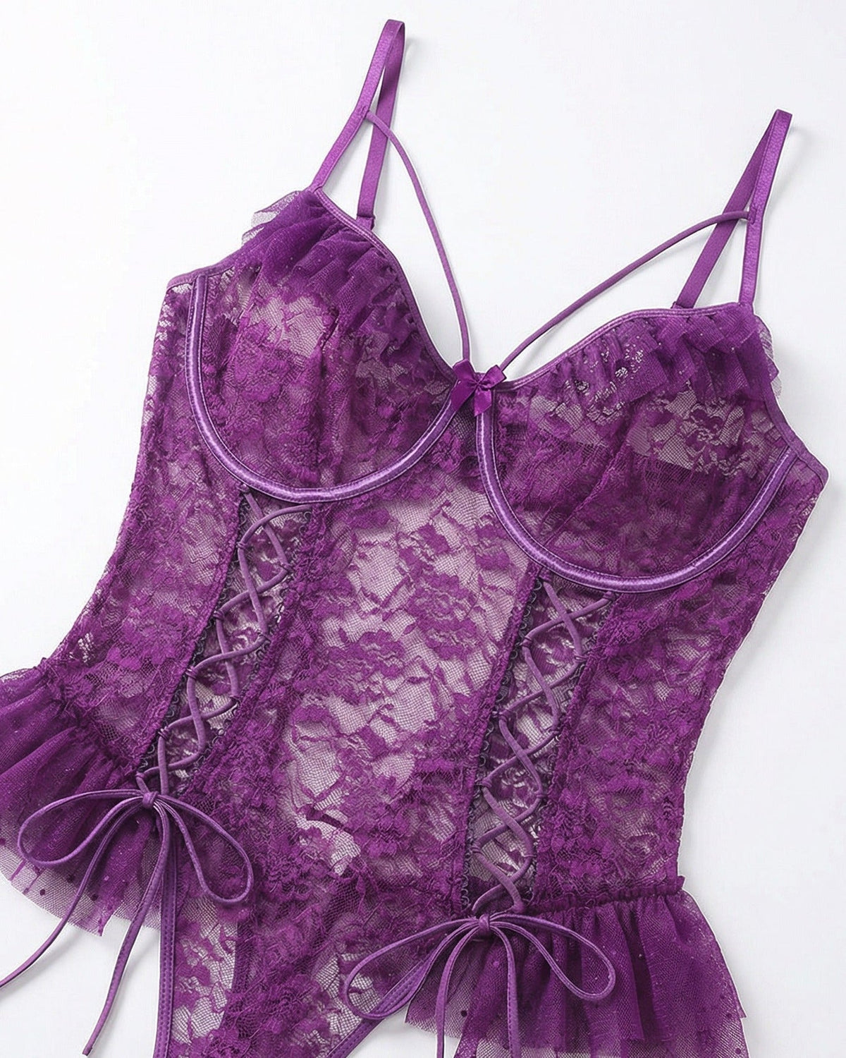 Crotchless Lace Teddy With Accessories